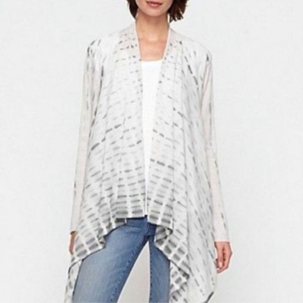 Eileen Fisher Alpaca Silk Open Front Drape Tie Dye Cardigan Size MP